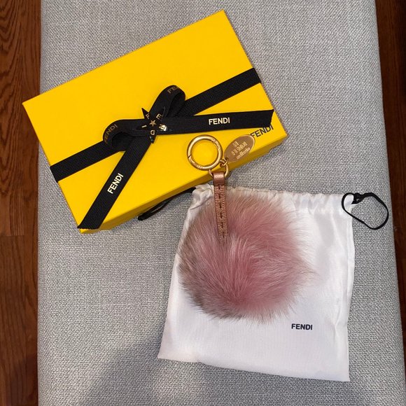 AUTHENTIC Fendi Pink Pom-Pom Keychain - Main Image